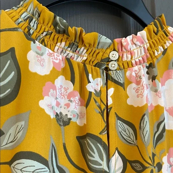 LOFT Yellow and Gray Patterned Blouse - Picture 4 of 4